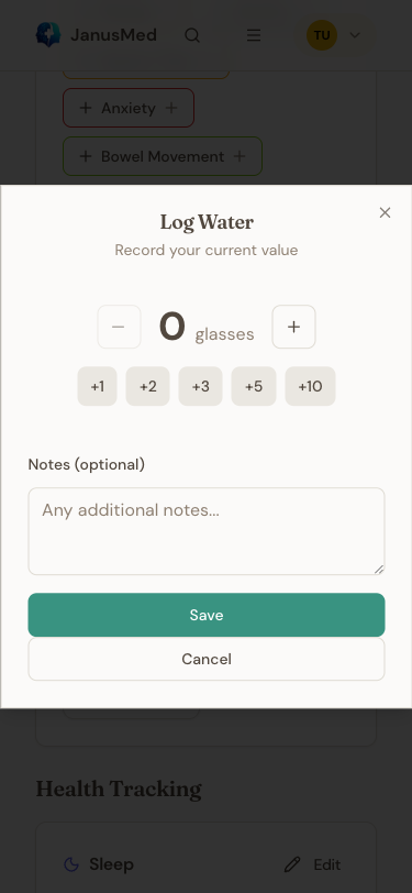 Habit logging modal